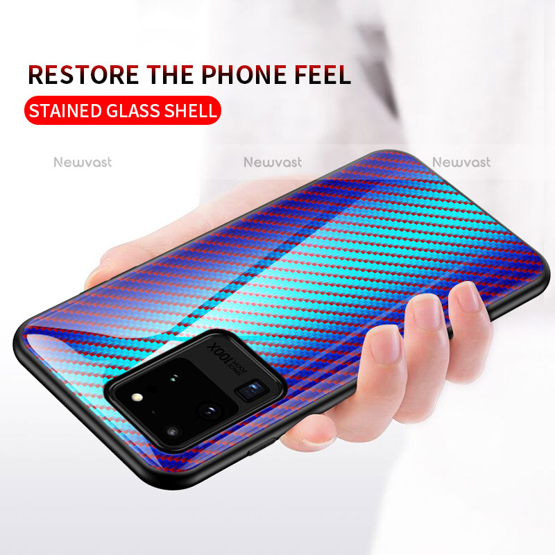 Silicone Frame Mirror Rainbow Gradient Case Cover LS2 for Samsung Galaxy S20 Ultra