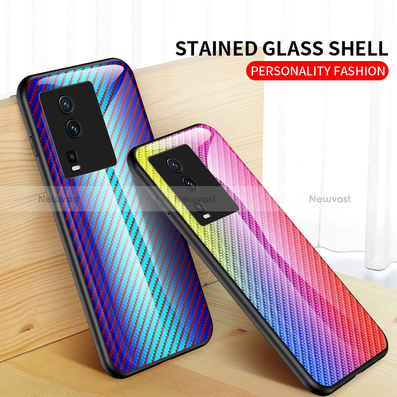 Silicone Frame Mirror Rainbow Gradient Case Cover LS2 for Vivo iQOO Neo7 5G