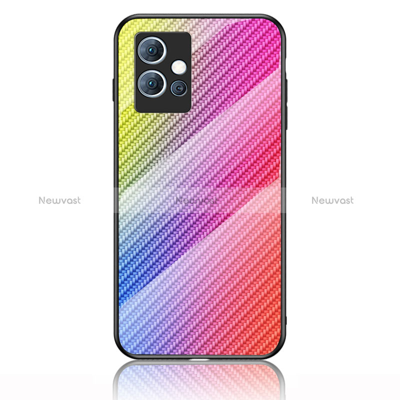 Silicone Frame Mirror Rainbow Gradient Case Cover LS2 for Vivo T1 5G India