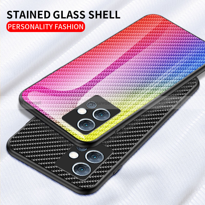 Silicone Frame Mirror Rainbow Gradient Case Cover LS2 for Vivo T1 5G India