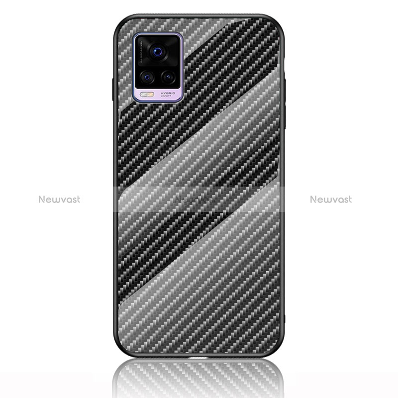 Silicone Frame Mirror Rainbow Gradient Case Cover LS2 for Vivo V20 Black