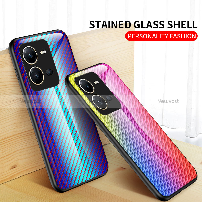 Silicone Frame Mirror Rainbow Gradient Case Cover LS2 for Vivo V25 5G