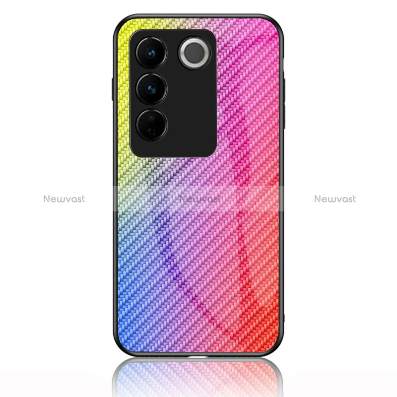 Silicone Frame Mirror Rainbow Gradient Case Cover LS2 for Vivo V27 5G