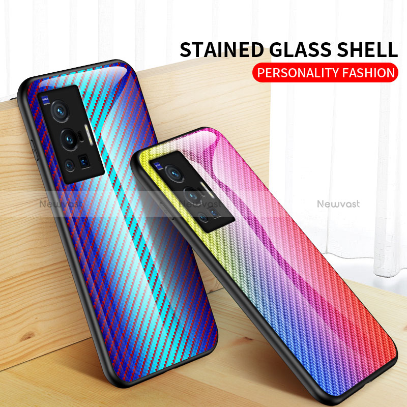 Silicone Frame Mirror Rainbow Gradient Case Cover LS2 for Vivo X70 Pro 5G