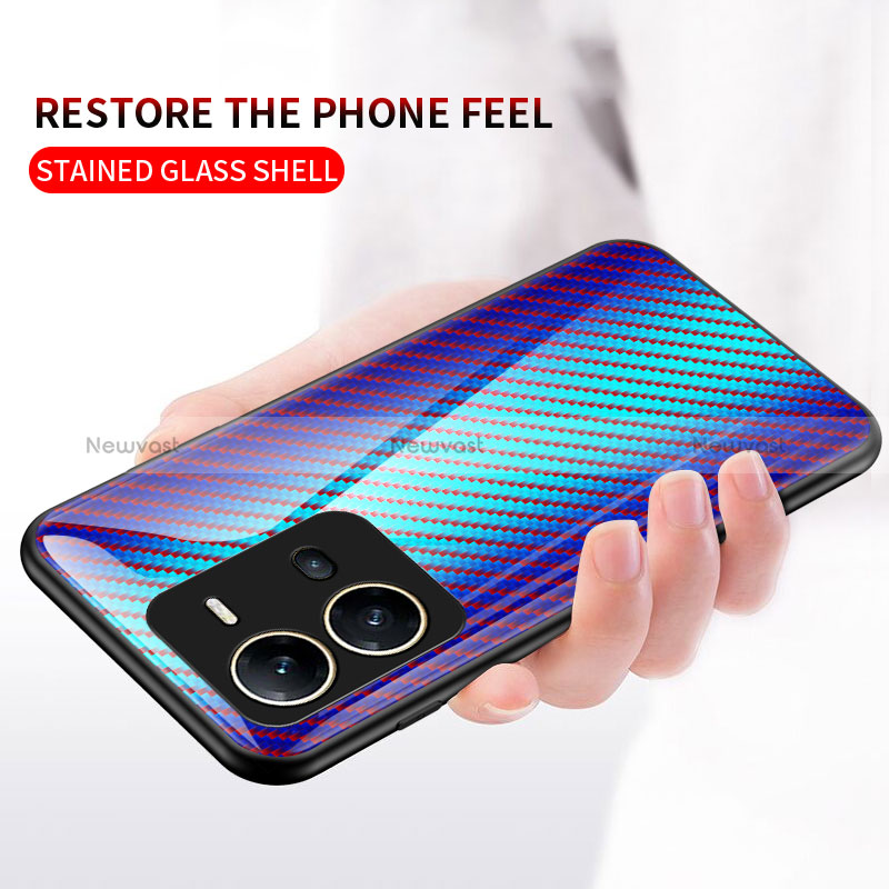 Silicone Frame Mirror Rainbow Gradient Case Cover LS2 for Vivo X80 Lite 5G