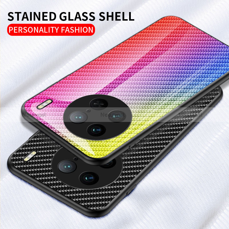 Silicone Frame Mirror Rainbow Gradient Case Cover LS2 for Vivo X90 Pro 5G