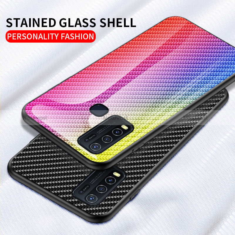 Silicone Frame Mirror Rainbow Gradient Case Cover LS2 for Vivo Y50