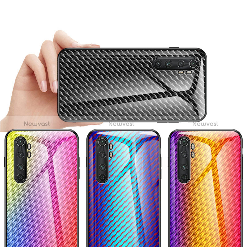 Silicone Frame Mirror Rainbow Gradient Case Cover LS2 for Xiaomi Mi Note 10 Lite