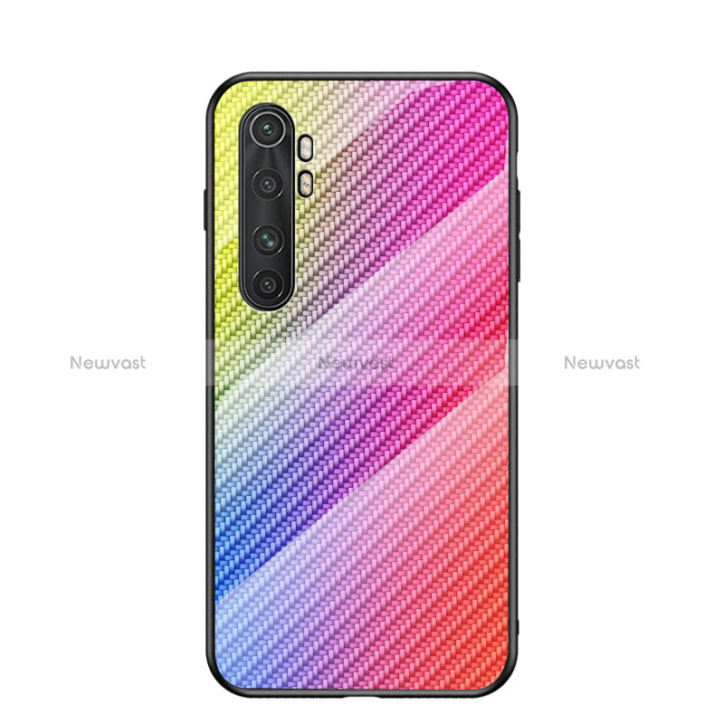 Silicone Frame Mirror Rainbow Gradient Case Cover LS2 for Xiaomi Mi Note 10 Lite