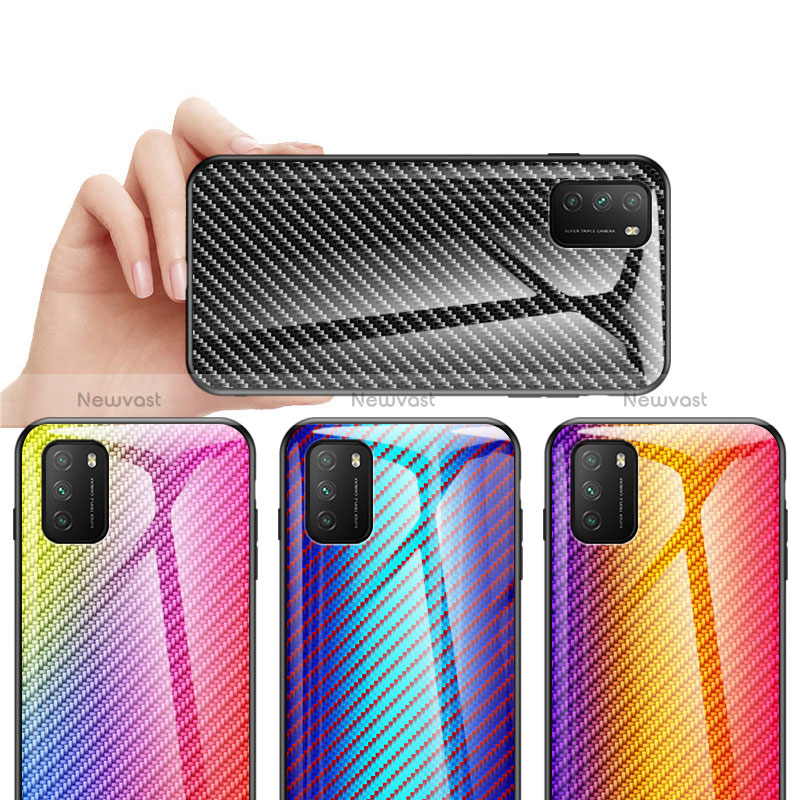 Silicone Frame Mirror Rainbow Gradient Case Cover LS2 for Xiaomi Poco M3
