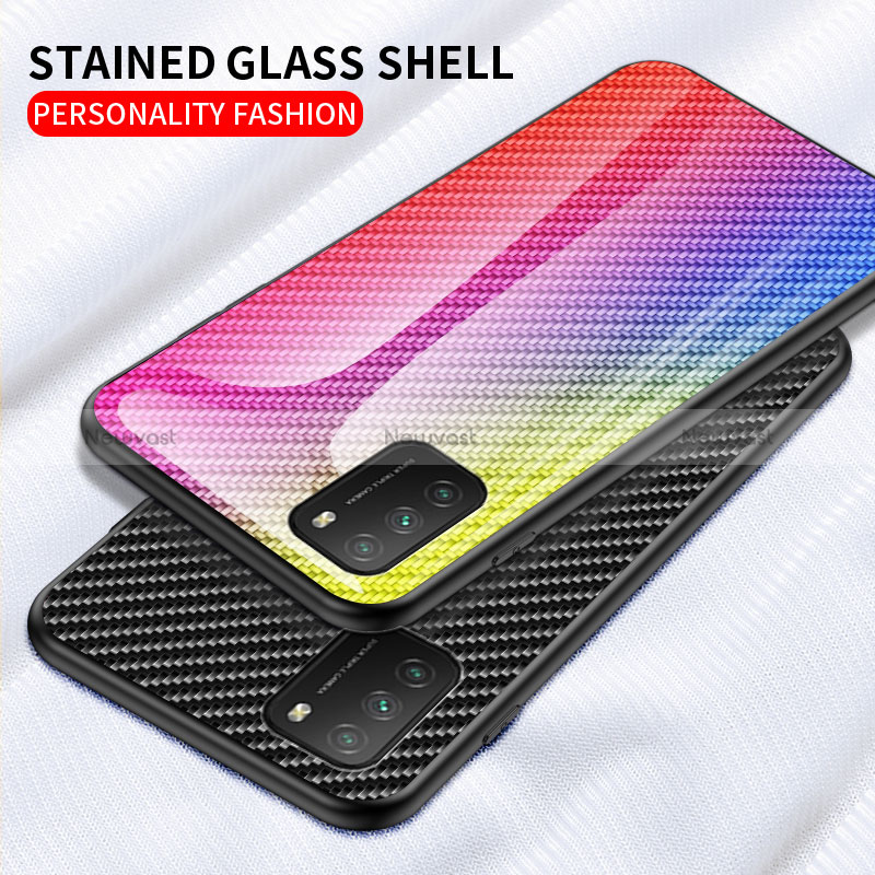 Silicone Frame Mirror Rainbow Gradient Case Cover LS2 for Xiaomi Poco M3