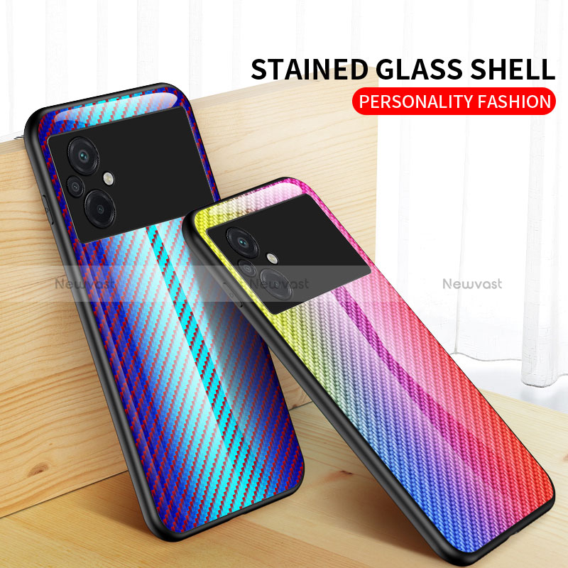 Silicone Frame Mirror Rainbow Gradient Case Cover LS2 for Xiaomi Poco M5 4G