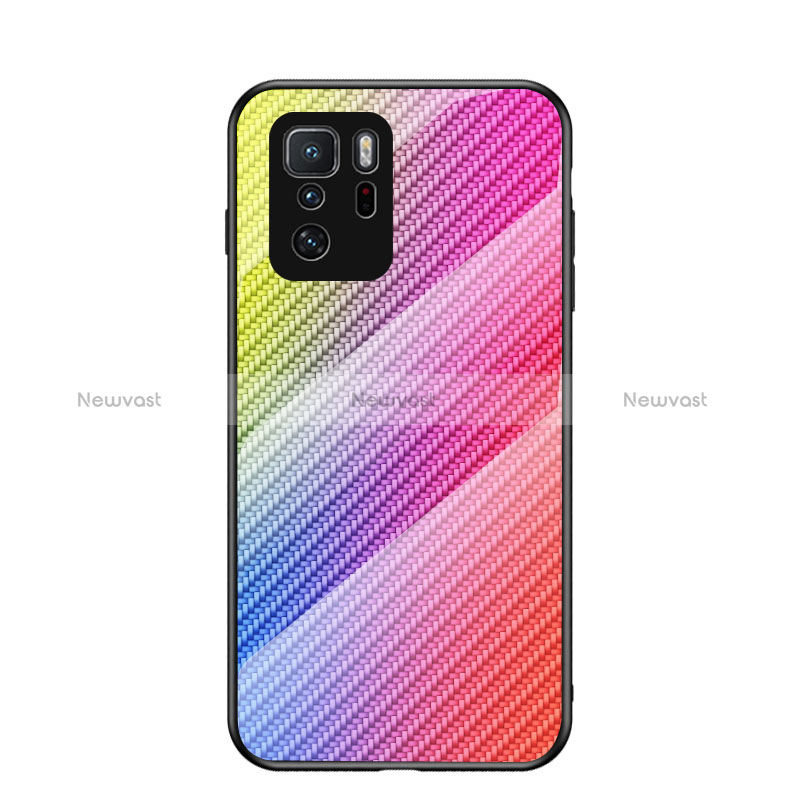 Silicone Frame Mirror Rainbow Gradient Case Cover LS2 for Xiaomi Poco X3 GT 5G