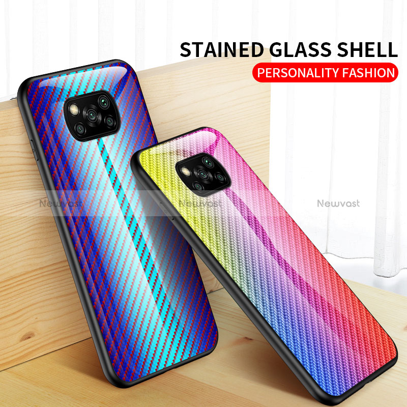 Silicone Frame Mirror Rainbow Gradient Case Cover LS2 for Xiaomi Poco X3 NFC