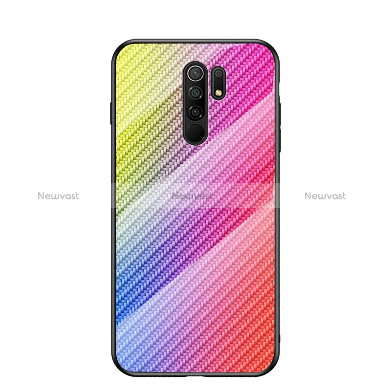 Silicone Frame Mirror Rainbow Gradient Case Cover LS2 for Xiaomi Redmi 9