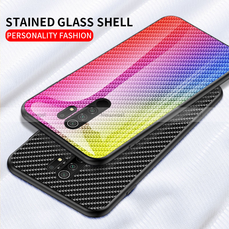 Silicone Frame Mirror Rainbow Gradient Case Cover LS2 for Xiaomi Redmi 9