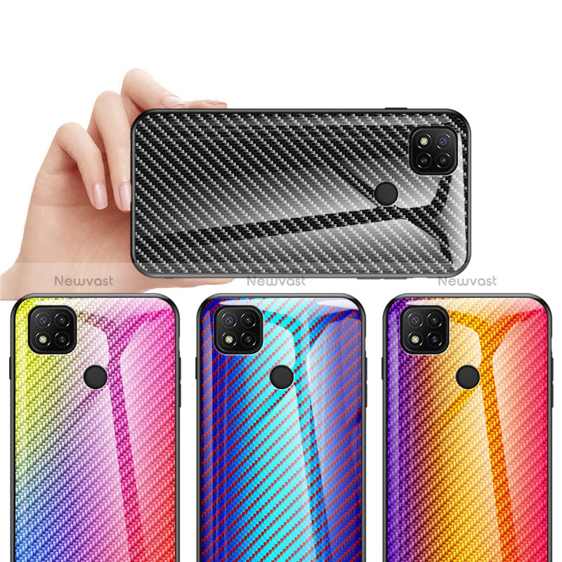 Silicone Frame Mirror Rainbow Gradient Case Cover LS2 for Xiaomi Redmi 9 India