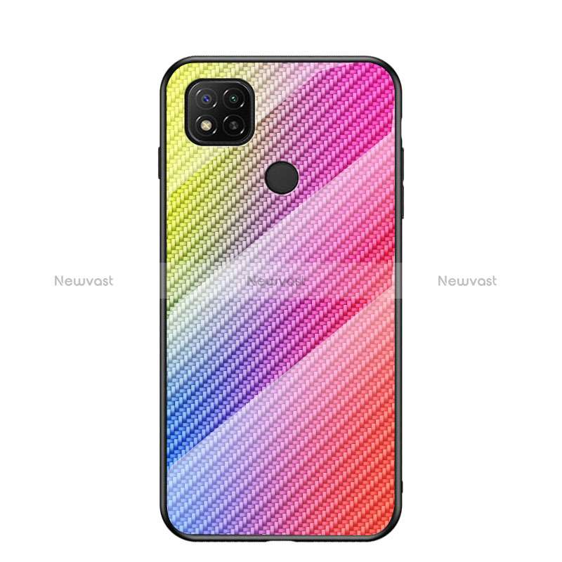 Silicone Frame Mirror Rainbow Gradient Case Cover LS2 for Xiaomi Redmi 9 India