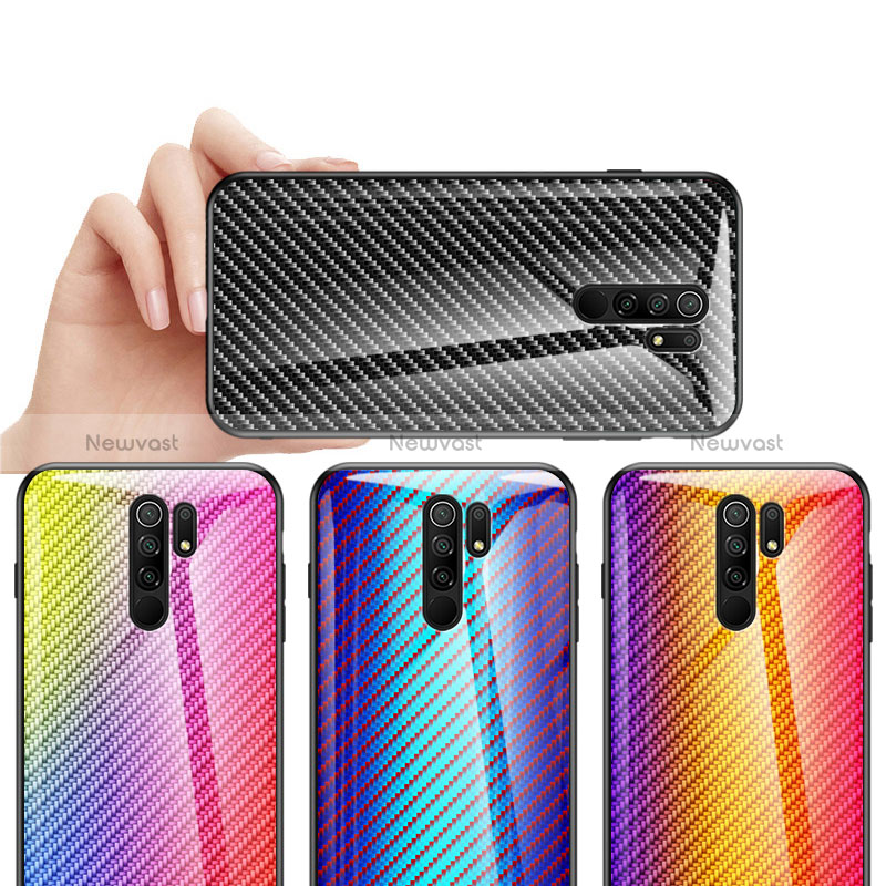 Silicone Frame Mirror Rainbow Gradient Case Cover LS2 for Xiaomi Redmi 9 Prime India