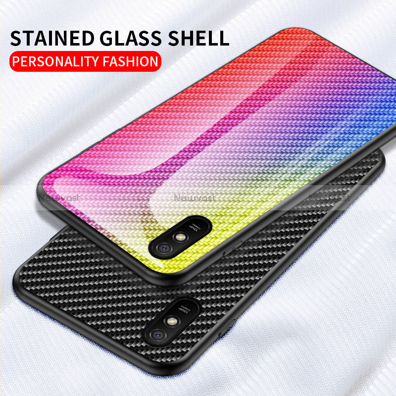 Silicone Frame Mirror Rainbow Gradient Case Cover LS2 for Xiaomi Redmi 9AT