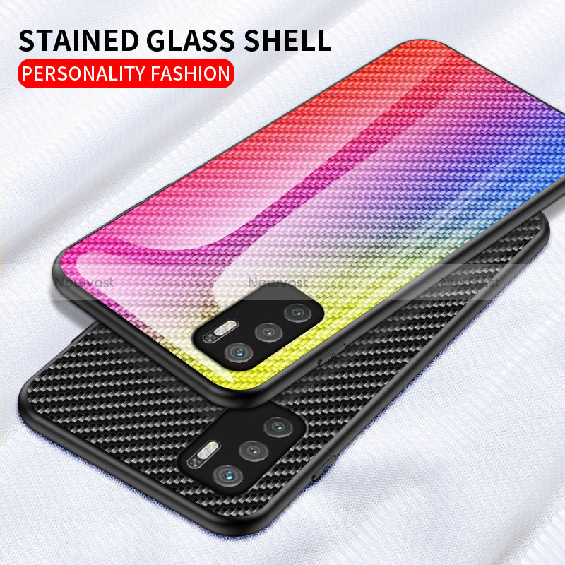 Silicone Frame Mirror Rainbow Gradient Case Cover LS2 for Xiaomi Redmi Note 10T 5G