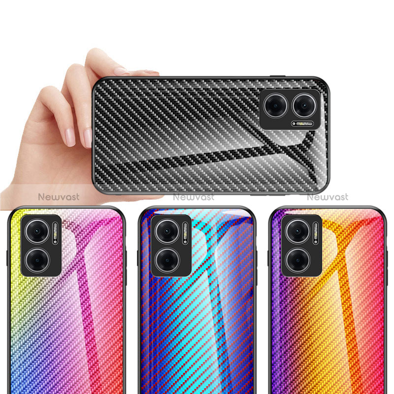 Silicone Frame Mirror Rainbow Gradient Case Cover LS2 for Xiaomi Redmi Note 11E 5G