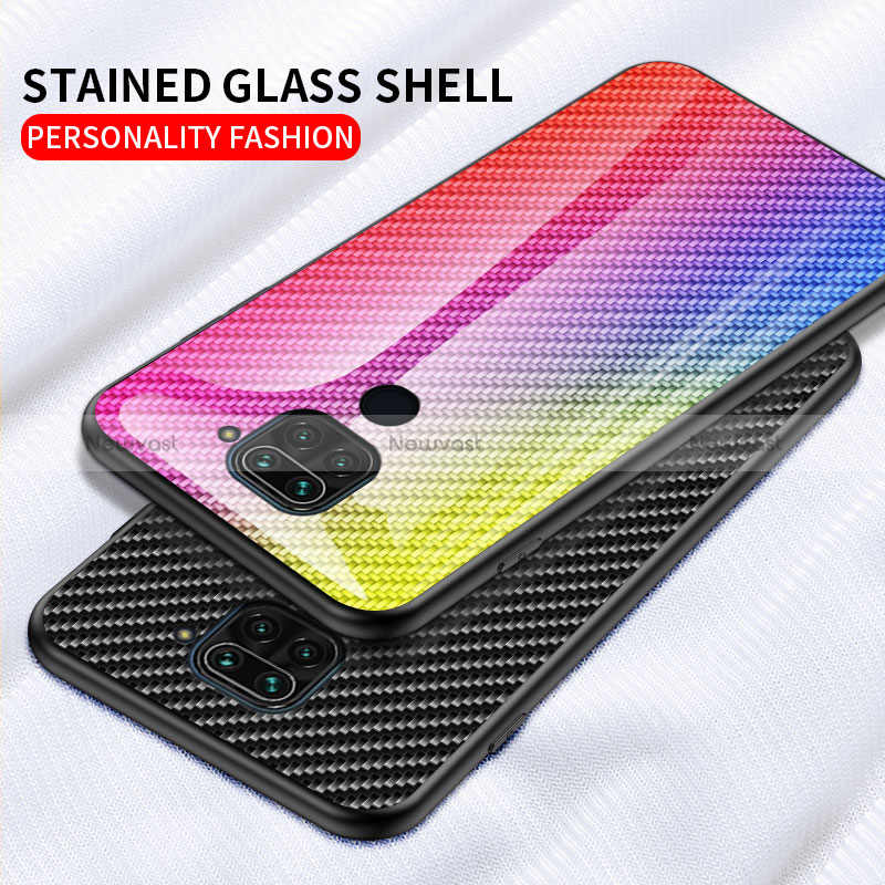 Silicone Frame Mirror Rainbow Gradient Case Cover LS2 for Xiaomi Redmi Note 9