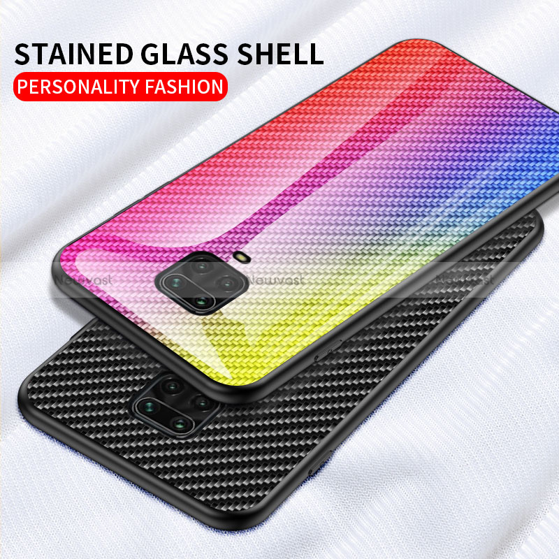 Silicone Frame Mirror Rainbow Gradient Case Cover LS2 for Xiaomi Redmi Note 9 Pro