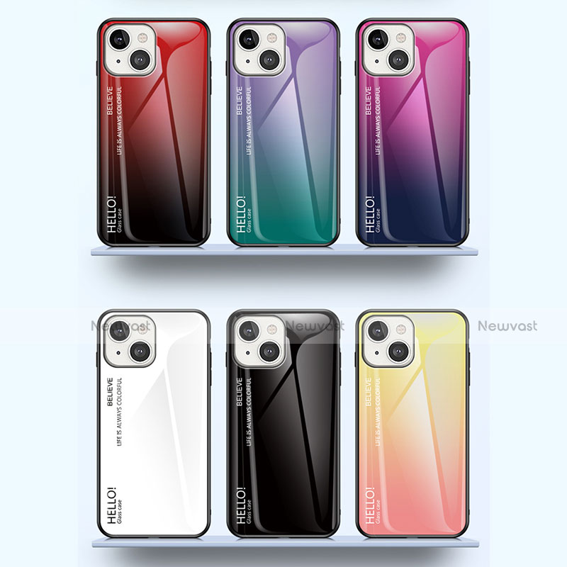 Silicone Frame Mirror Rainbow Gradient Case Cover M01 for Apple iPhone 14