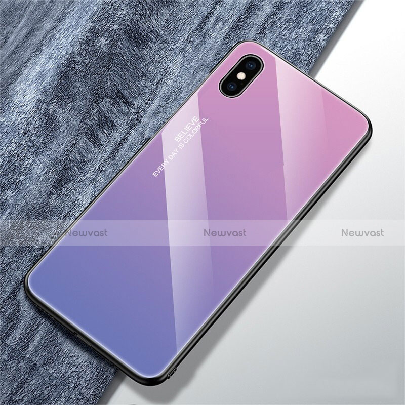 Silicone Frame Mirror Rainbow Gradient Case Cover M01 for Apple iPhone X Purple