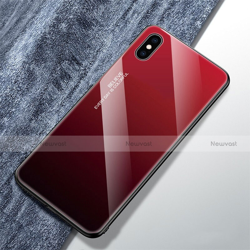 Silicone Frame Mirror Rainbow Gradient Case Cover M01 for Apple iPhone X Red