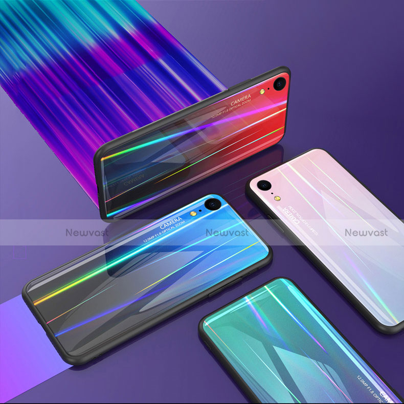 Silicone Frame Mirror Rainbow Gradient Case Cover M01 for Apple iPhone XR