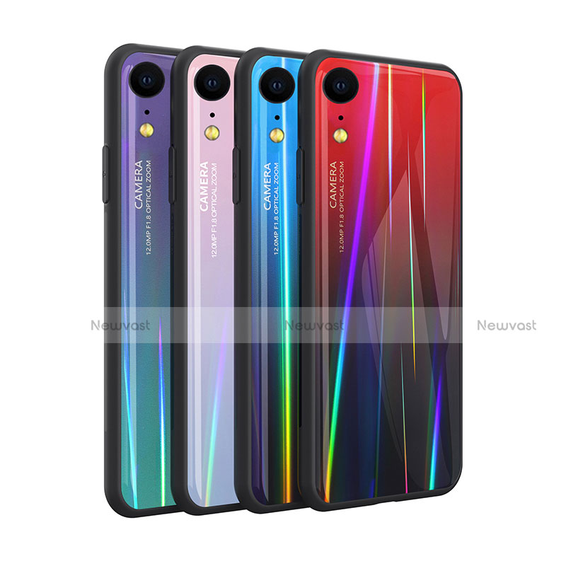 Silicone Frame Mirror Rainbow Gradient Case Cover M01 for Apple iPhone XR