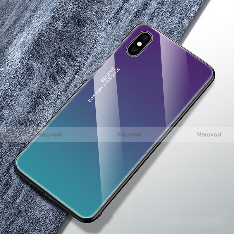Silicone Frame Mirror Rainbow Gradient Case Cover M01 for Apple iPhone Xs Max