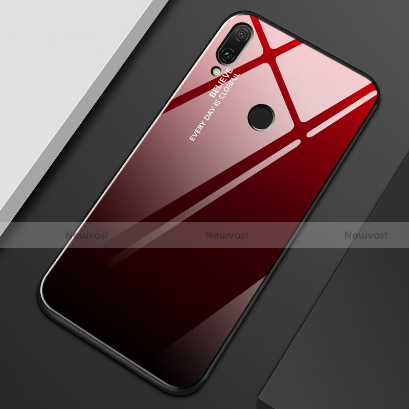 Silicone Frame Mirror Rainbow Gradient Case Cover M01 for Huawei Enjoy 9 Plus Red and Black