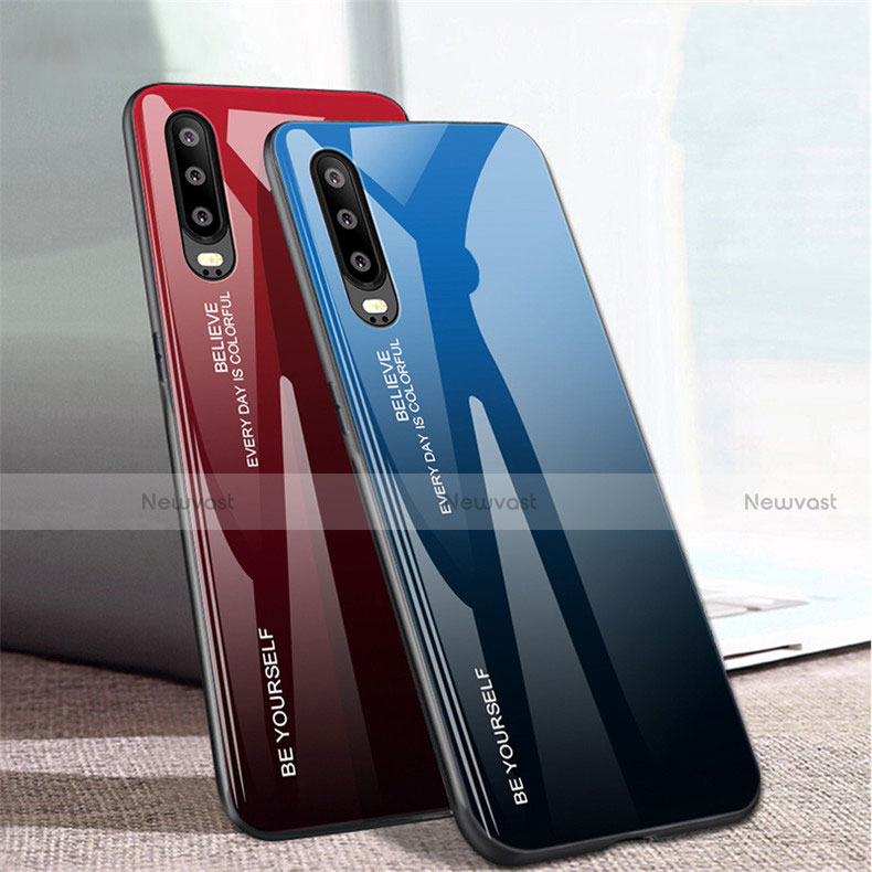 Silicone Frame Mirror Rainbow Gradient Case Cover M01 for Huawei P30