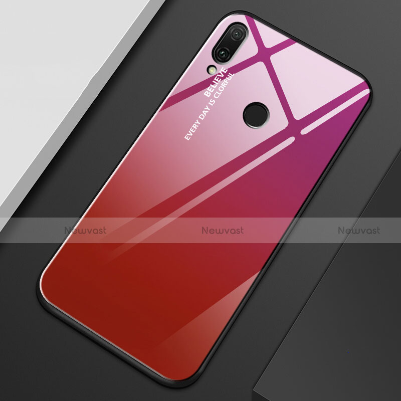 Silicone Frame Mirror Rainbow Gradient Case Cover M01 for Huawei Y9 (2019) Red