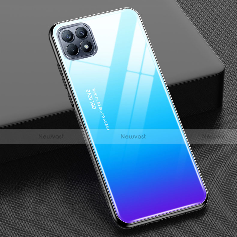 Silicone Frame Mirror Rainbow Gradient Case Cover M01 for Oppo Reno4 SE 5G