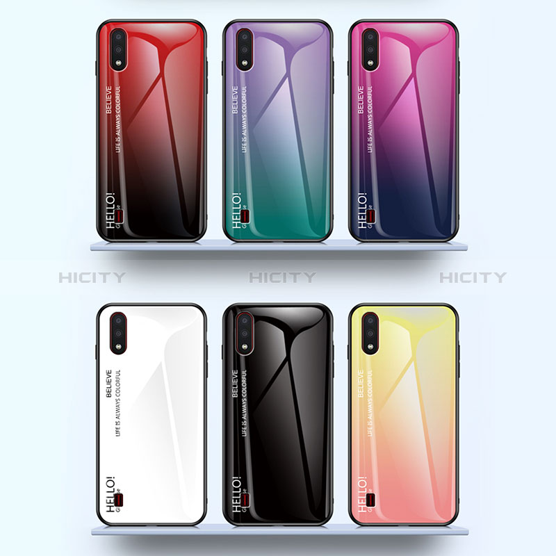 Silicone Frame Mirror Rainbow Gradient Case Cover M01 for Samsung Galaxy A01 SM-A015