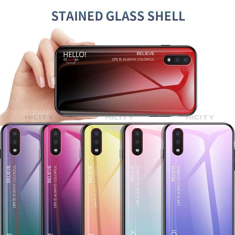 Silicone Frame Mirror Rainbow Gradient Case Cover M01 for Samsung Galaxy A01 SM-A015