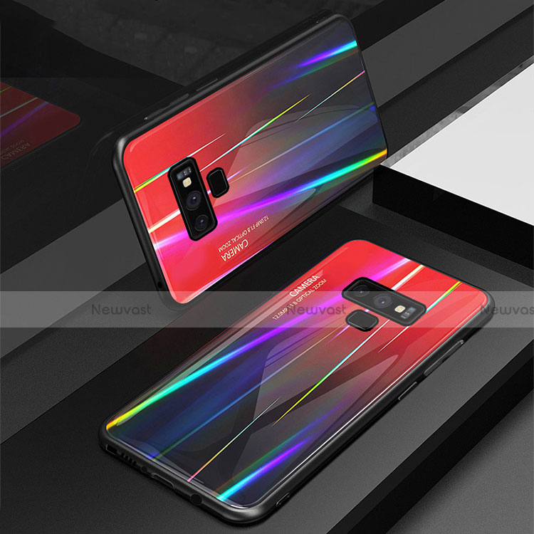Silicone Frame Mirror Rainbow Gradient Case Cover M01 for Samsung Galaxy Note 9
