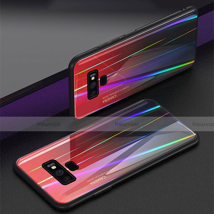 Silicone Frame Mirror Rainbow Gradient Case Cover M01 for Samsung Galaxy Note 9