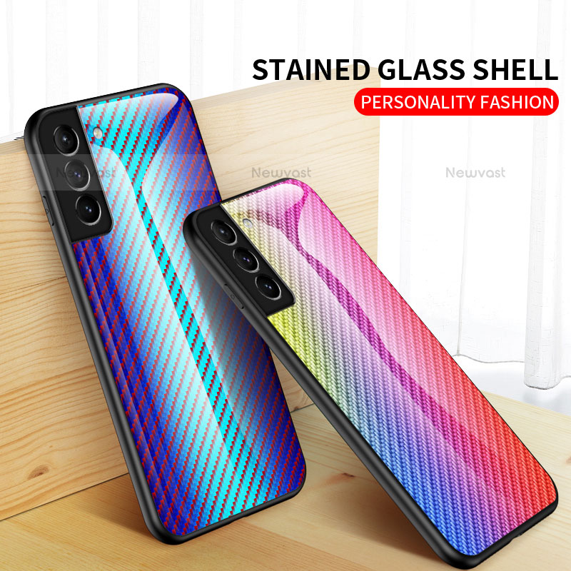 Silicone Frame Mirror Rainbow Gradient Case Cover M01 for Samsung Galaxy S21 FE 5G