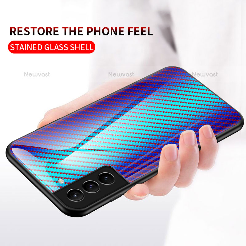 Silicone Frame Mirror Rainbow Gradient Case Cover M01 for Samsung Galaxy S22 5G