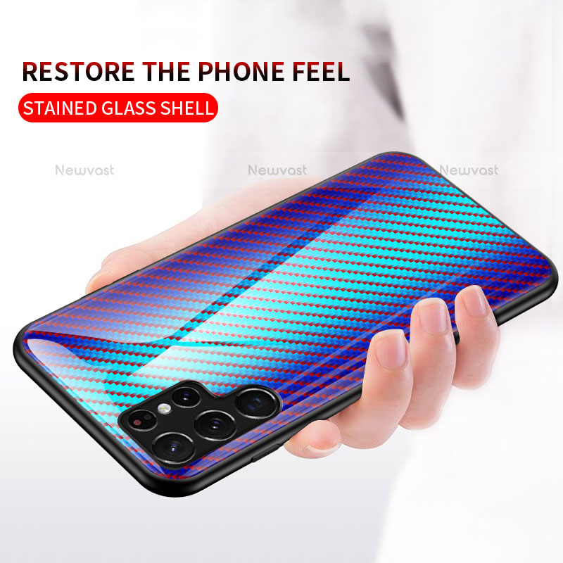 Silicone Frame Mirror Rainbow Gradient Case Cover M01 for Samsung Galaxy S23 Ultra 5G