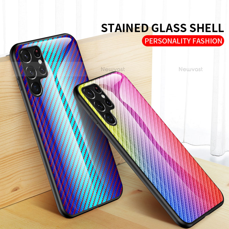 Silicone Frame Mirror Rainbow Gradient Case Cover M01 for Samsung Galaxy S23 Ultra 5G