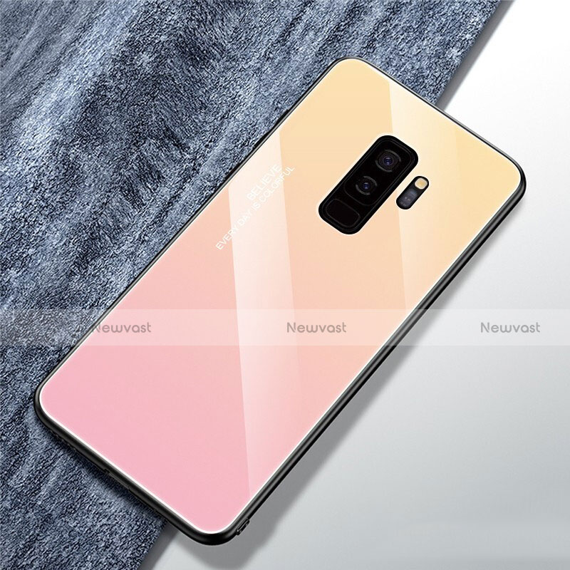 Silicone Frame Mirror Rainbow Gradient Case Cover M01 for Samsung Galaxy S9 Plus