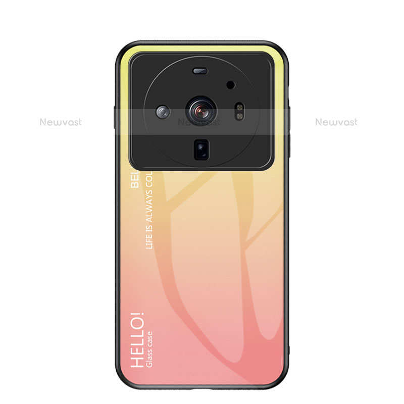 Silicone Frame Mirror Rainbow Gradient Case Cover M01 for Xiaomi Mi 12 Ultra 5G Orange