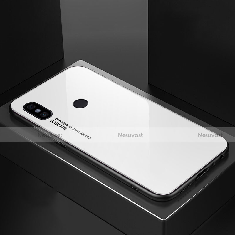 Silicone Frame Mirror Rainbow Gradient Case Cover M01 for Xiaomi Mi A2 White