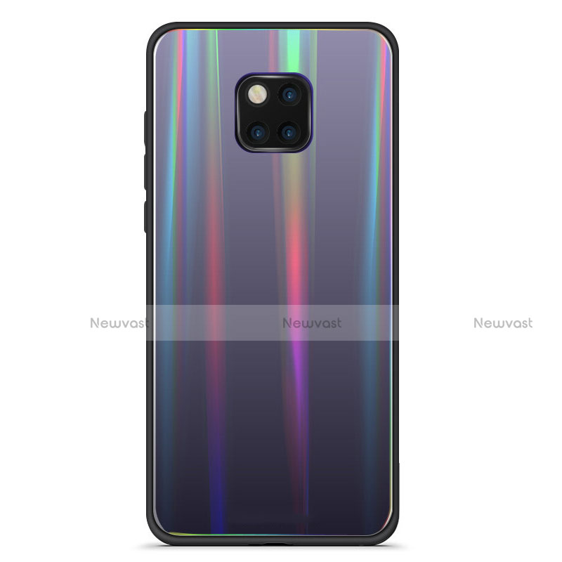 Silicone Frame Mirror Rainbow Gradient Case Cover M02 for Huawei Mate 20 Pro Black